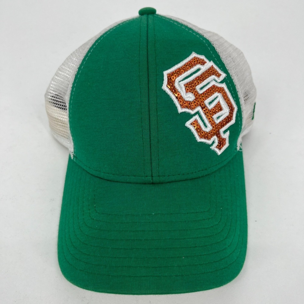 New Era San Francisco Giants Sequin Logo St Patricks Day Trucker Hat Green White